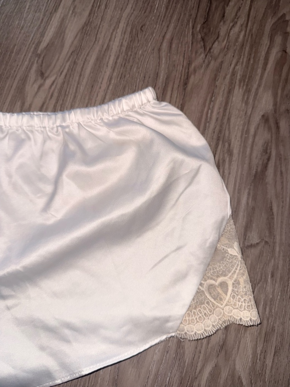 Silky Lace-Trim Sleep Shorts in Cream - Picture 3 of 4